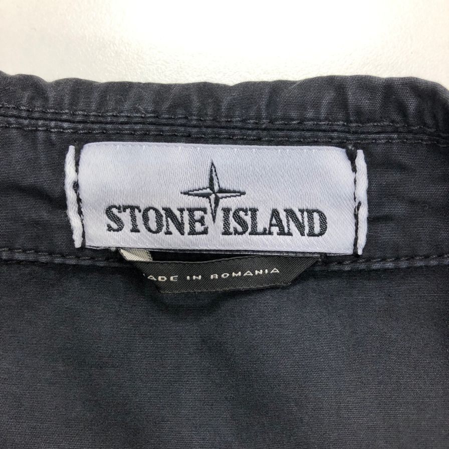 美品◆ストーンアイランド 21SS ガーメントダイ ワークシャツ ブラック メンズ サイズM Stone Island 【AFB18】