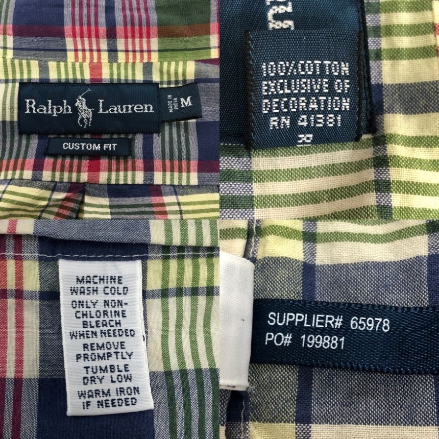 中古◆ラルフローレン ボタンダウンシャツ 90S オールド チェック メンズ サイズM Ralph Lauren 【AFB46】