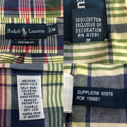 中古◆ラルフローレン ボタンダウンシャツ 90S オールド チェック メンズ サイズM Ralph Lauren 【AFB46】