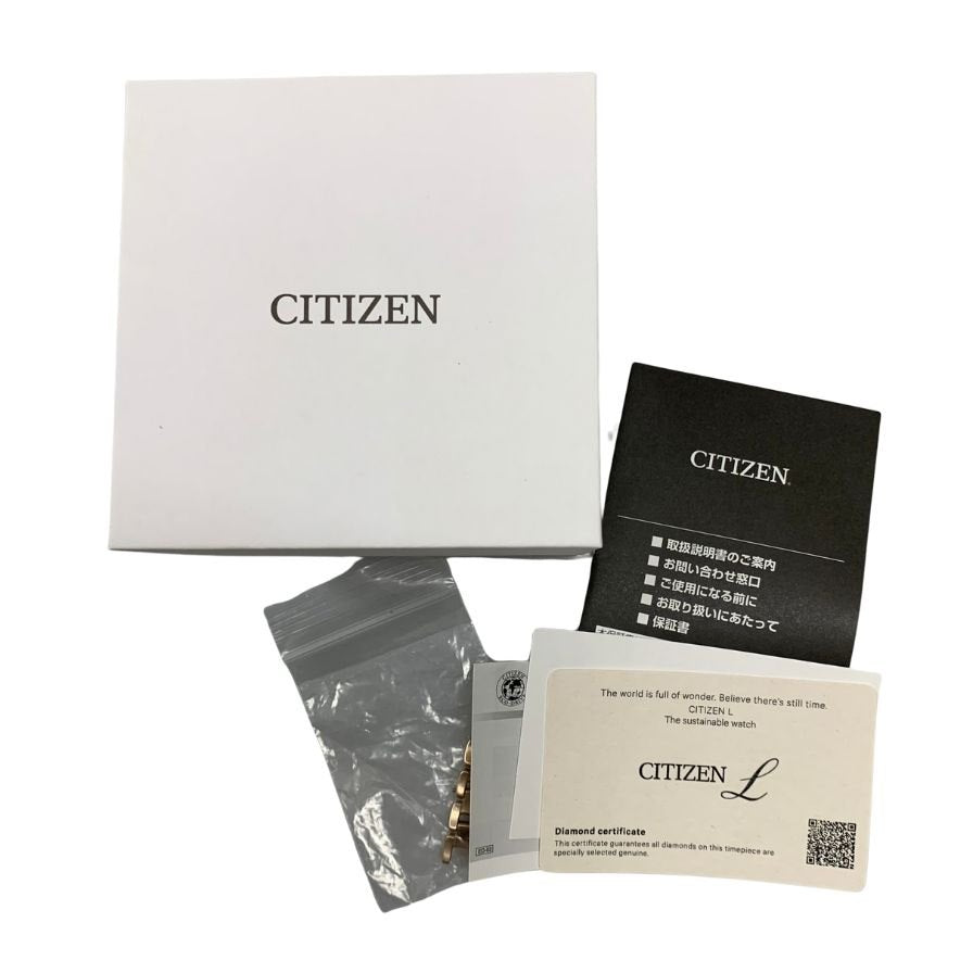 美品◆シチズン 腕時計 エコ ドライブ E031-S124280 レディース シェル文字盤 ゴールドベルト CITIZEN Eco Drive【AFI21】