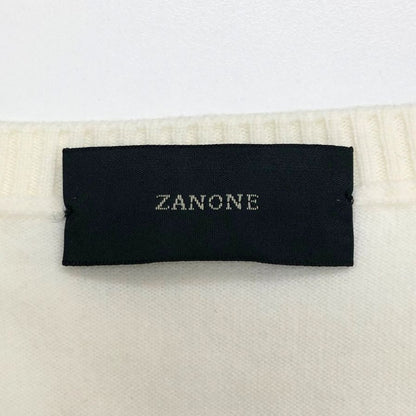 美品◆ザノーネ  クルーネック ニット ウール アイボリー サイズ46 メンズ ZANONE 【AFB7】