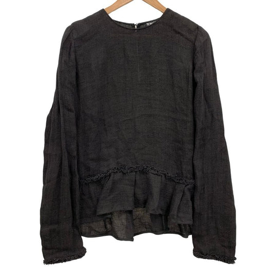 極美品◆トムフォード 長袖 トップス リネン100% レディース サイズ44 ブラック TOM FORD 【AFB1】