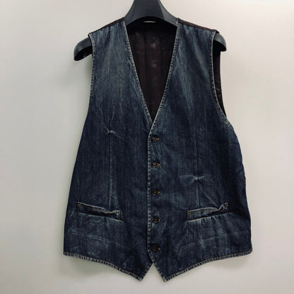 美品◆ドルチェ&ガッバーナ ベスト ジレ デニム ヴィンテージ加工 サイズ50 ブルー系 メンズ DOLCE&GABBANA 【AFB19】