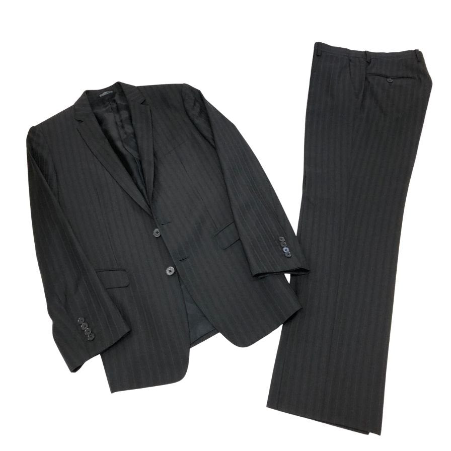 ドルチェ＆ガッバーナ MARTINI 2B ジャケット スーツ ダークストライプ メンズ サイズ46 ブラック DOLCE&GABBANA【AFA1】