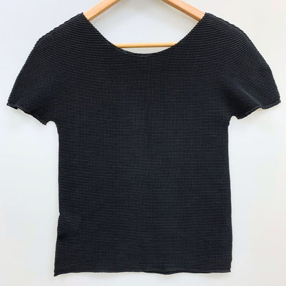 極美品◆ミー イッセイ ミヤケ メッシュ カットソー MI11FK426 レディースブラック サイズ フリー  me ISSEY MIYAKE 【AFB26】