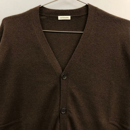 極美品◆キャッシュ＆バルバ エルボーパッチ モンゴリアン カシミヤ ニット カーディガン OMCSW007 ブラウン サイズ2 Cash & Barba 【AFB5】