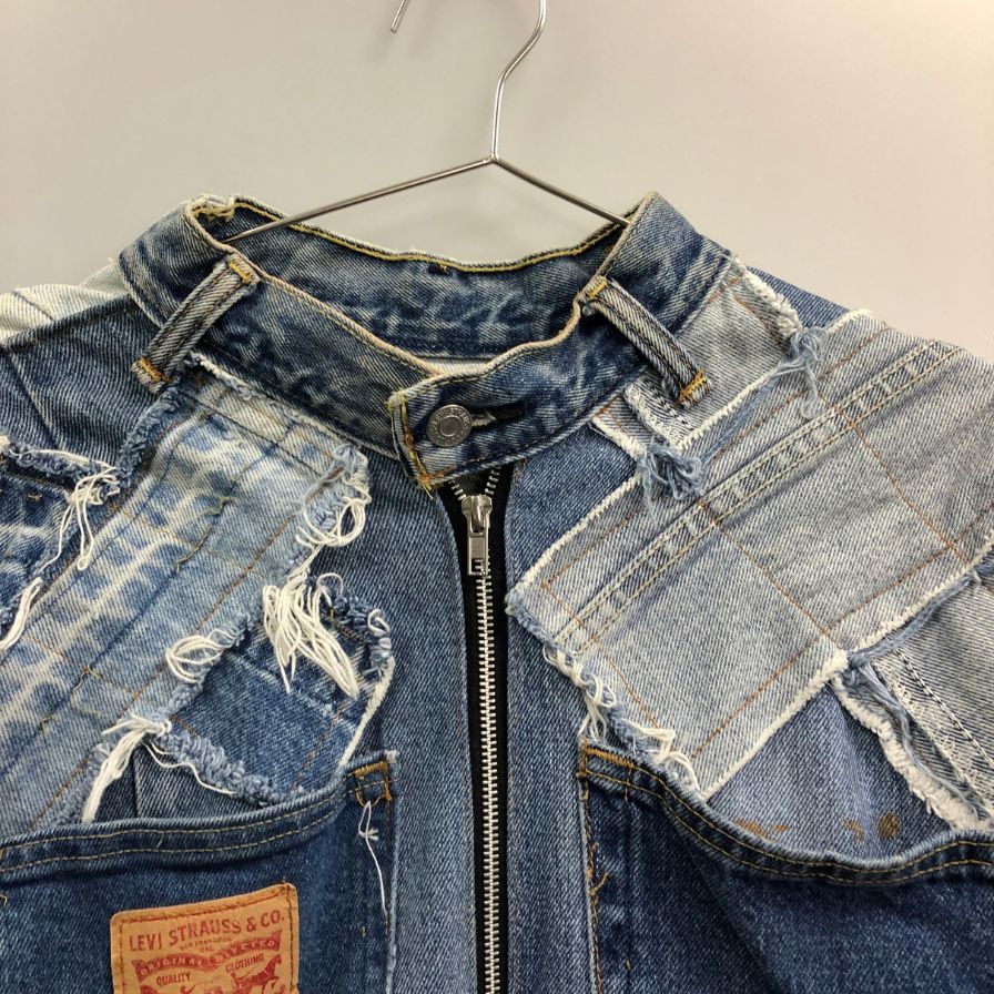 美品◆ノーブランド 再構築 リメイク デニム ジャケット ブルー サイズ不明 【AFB36】