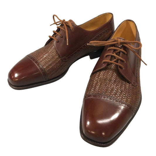 タニノクリスチー 131526 パンチドキャップトゥ カーフ イントレチャート ブラウン UK6.5 TANINO CRISCI 約25.0cm【AFC30】