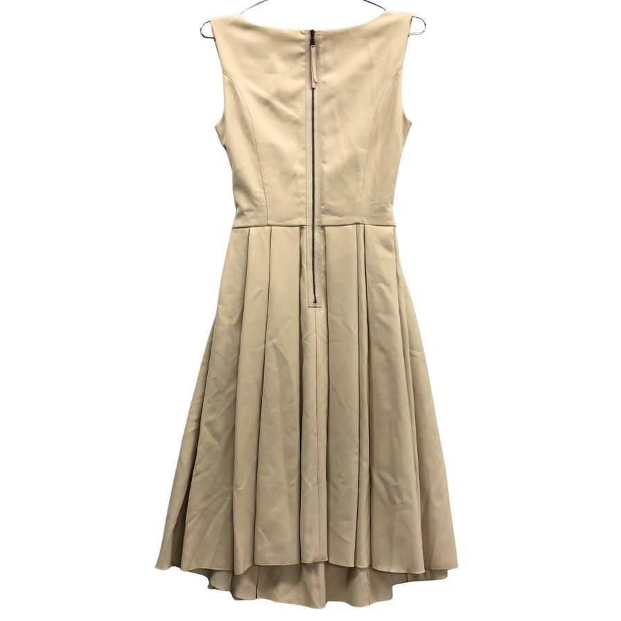 極美品◆フォクシーニューヨーク ノースリーブワンピース ポリエステル  ファスナー ベージュ  22648 FOXEY NEW YORK 【AFB11】