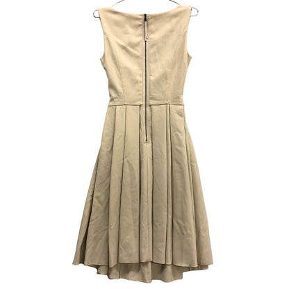 極美品◆フォクシーニューヨーク ノースリーブワンピース ポリエステル  ファスナー ベージュ  22648 FOXEY NEW YORK 【AFB11】