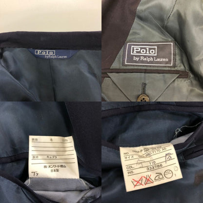 中古◆ポロ バイ ラルフローレン 金ボタンダブルブレザー サイドベンツ 日本製 オンワード樫山 メンズ サイズA5 ネイビー Polo by Ralph Lauren 【AFA10:】