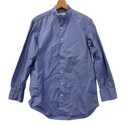 美品◆トキアリ TOKIARI ダブルボタンカラー 長袖シャツ 日本製 メンズ 2 ブルー 時在服飾設計 【AFB3】