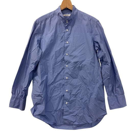 美品◆トキアリ TOKIARI ダブルボタンカラー 長袖シャツ 日本製 メンズ 2 ブルー 時在服飾設計 【AFB3】