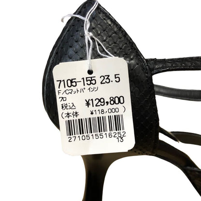 新宿屋 レザーパンプス パイソン 7105-155 23.5cm ブラック レディース【7F3-3】