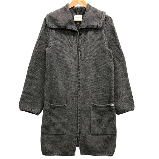 中古◆フォクシー ウィングカラー ロング カーディガン 35226 レディース サイズF グレー FOXEY 【AFA18】