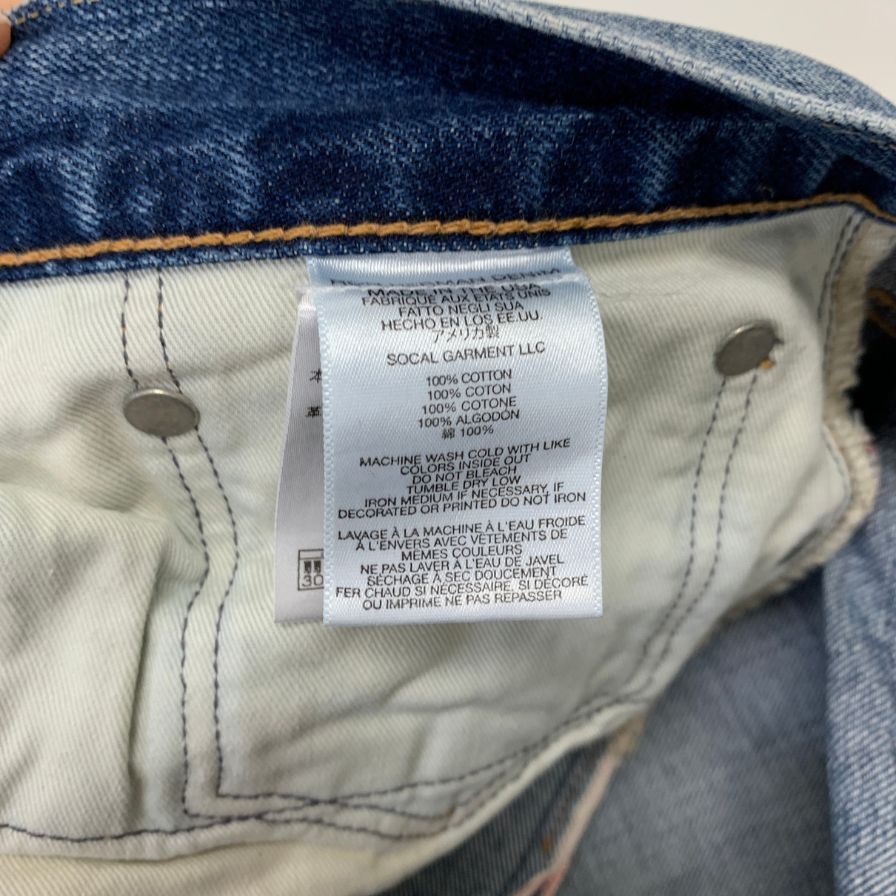 ロン ハーマン デニム パンツ ウォッシュ＆ダメージ加工 USA製 セルビッジ 赤耳 メンズ サイズ31 インディゴ Ron Herman Denim 【AFB25】