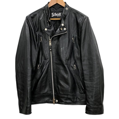 極美品◆ショット ライダースジャケット 3101048 ダブルブレスト シープスキン メンズ ブラック サイズM Schott 【AFG1】
