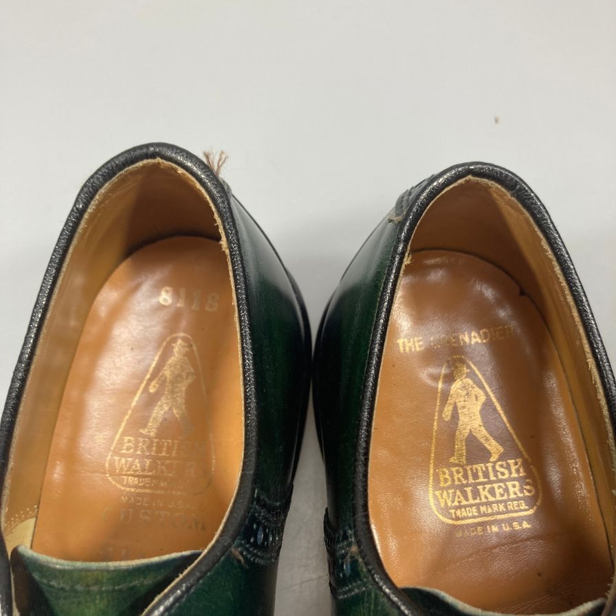 ブリティッシュウォーカーズ サドルシューズ カーフ グリーン サイズUK7相当 BRITISH WALKERS 約25.5cm【AFC47】