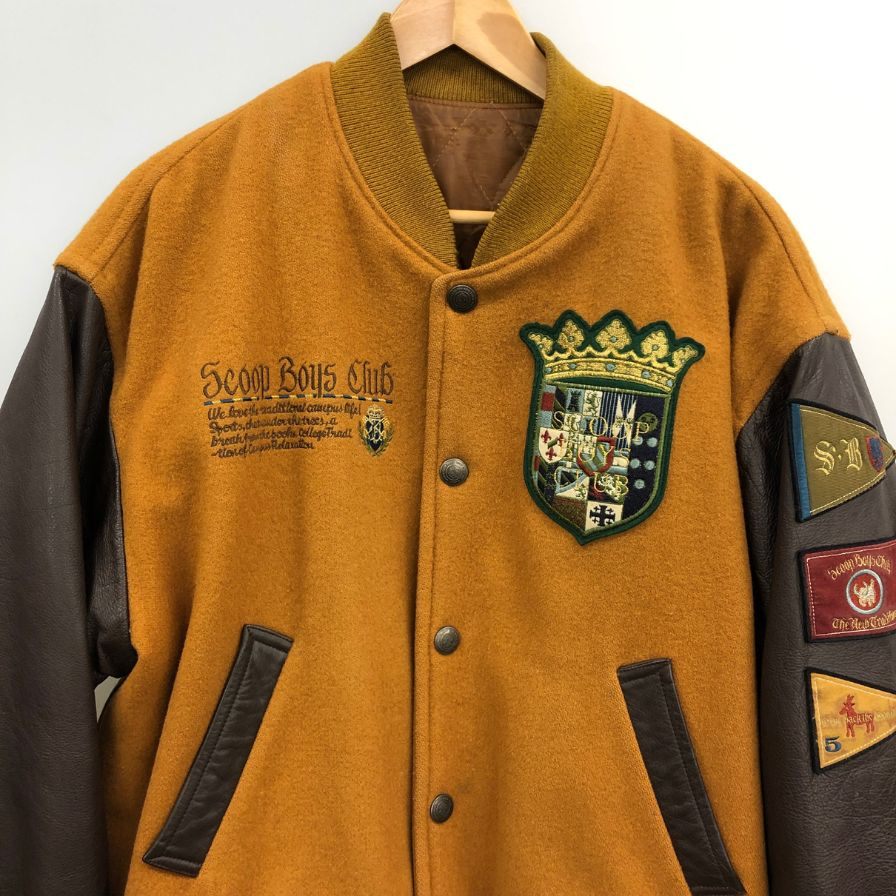 中古◆スクープボーイズ スタジャン レザー切替 ブラウン メンズ サイズS-44 Scoop boys 【AFA20】