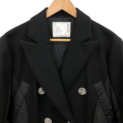 極美品◆サカイ 20年製 ドッキングロングコート レディース サイズ2 ブラック 20-05208 sacai 【AFB56】