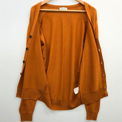 中古◆ジョンスメドレー ウールニット カーディガン オレンジ サイズM イギリス製 JOHN SMEDLEY MADE IN ENGLAND 【AFB33】