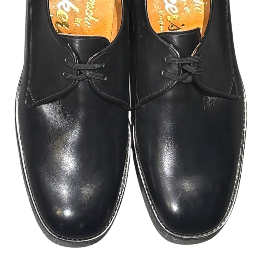 トリッカーズ レザーシューズ 筆記体ロゴ プレーントゥ ブラック サイズ6.5 メンズ Tricker's ビジネスシューズ 約25.0cm【LA】【中古】