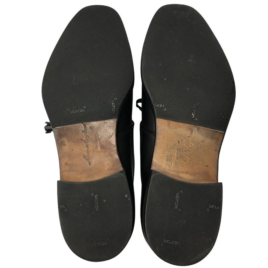 グレンソン マスターピース スチュアートチョイス レザーシューズ 外羽根 プレーントゥ ブラック サイズ8D Grenson 約27.0cm【AFC8】