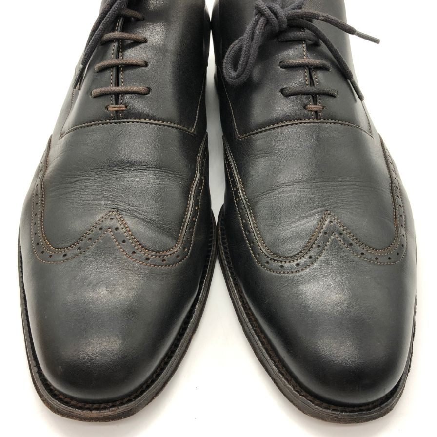 グッチ ウイングチップ カーフ 裏地GGキャンパス メンズ ブラック サイズ39.5E GUCCI 約24.5cm【PTM3】