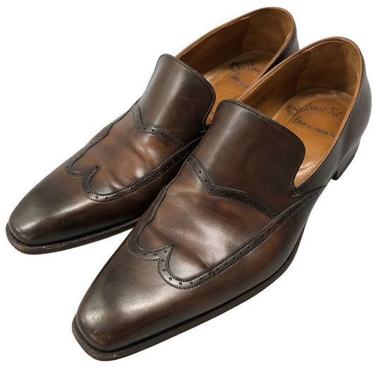 サントーニ レザーローファー ウィングチップ 本革 スリッポン 6699 ブラウン メンズ サイズ7 Santoni 約26.0cm【AFC29】