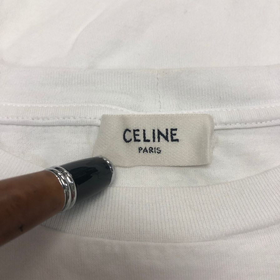 中古◆セリーヌ 半袖Tシャツ エディ期 トリオンフ ホワイト メンズ サイズS 2X04I671Q CELINE 【AFB3】