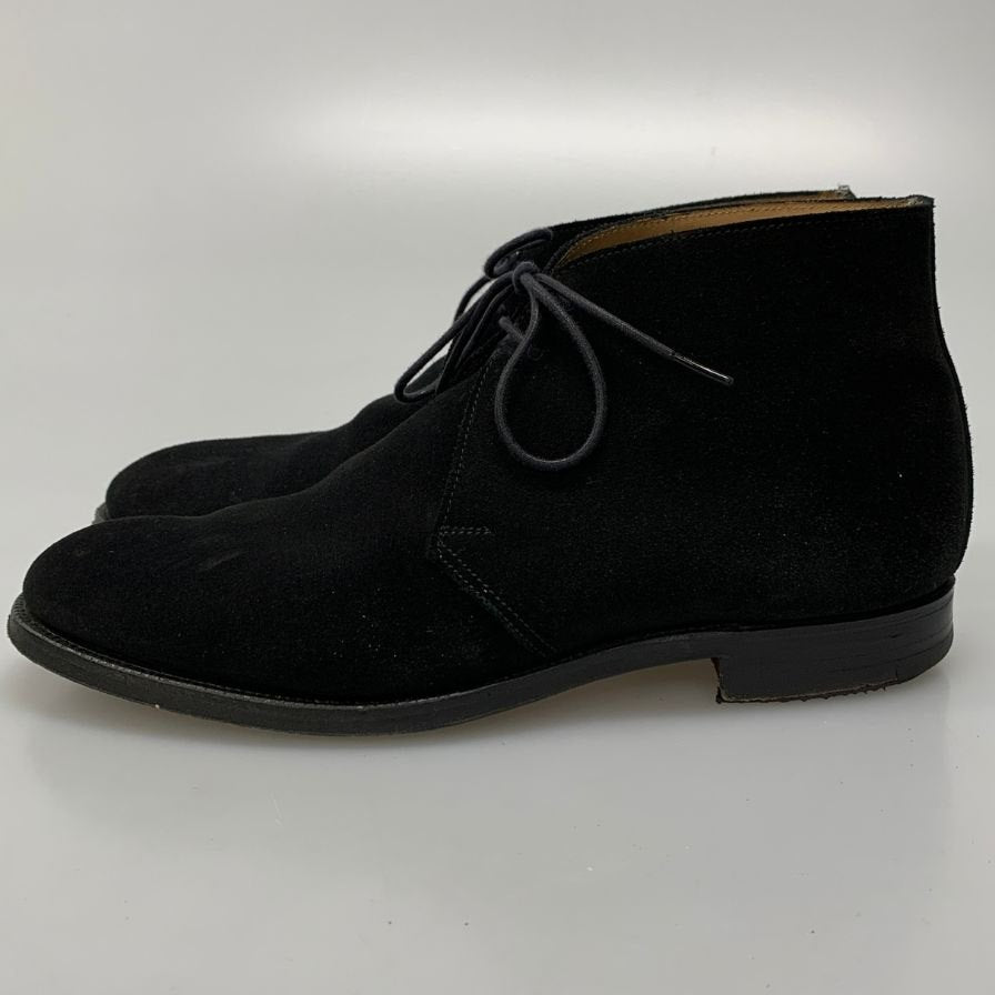 クロケット&ジョーンズ レザーシューズ チャッカブーツ チャートシー スエード ブラック サイズUK7E CROCKETT&JONES CHERTSEY ブーツ 約25.5cm【LA】【中古】