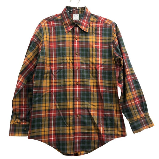 中古◆ブルックスブラザーズ コットンチェックシャツ レッド系 メンズ サイズUS M BROOKS BROTHERS 【AFB14】