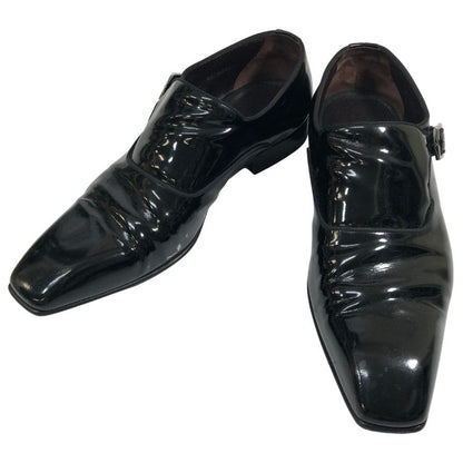 ルイヴィトン レザーシューズ シングルモンク ガラスレザー 0054 チゼルトゥ ブラック メンズ サイズUK6.5 LOUIS VUITTON 約25.5cm【AFC33】