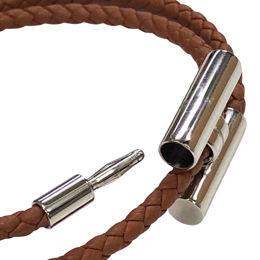 エルメス トゥルニ トレッセ レザー シルバー×ブラウン メンズ HERMES