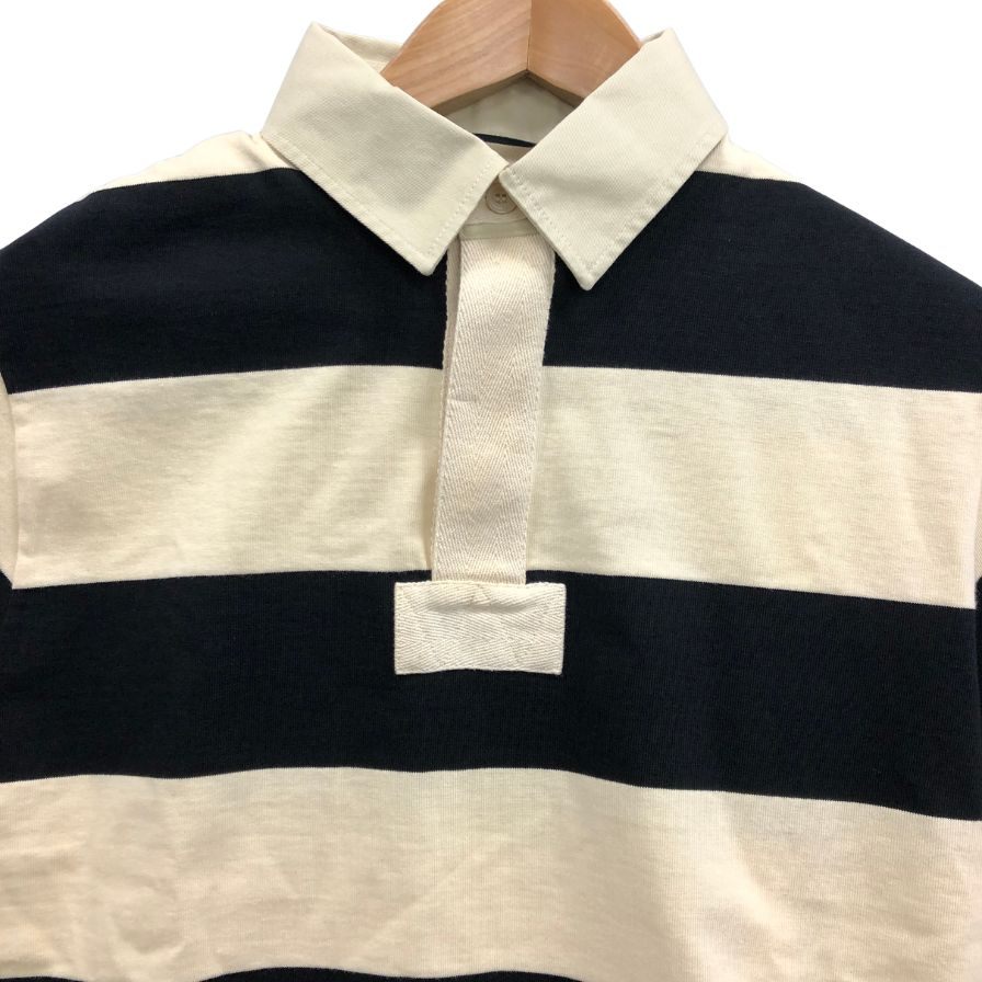 極美品◆グッチ ポロシャツ 645251 XJC6F コットン ボーダー柄 メンズ ベージュ×ブラック サイズS GUCCI 【AFB25】