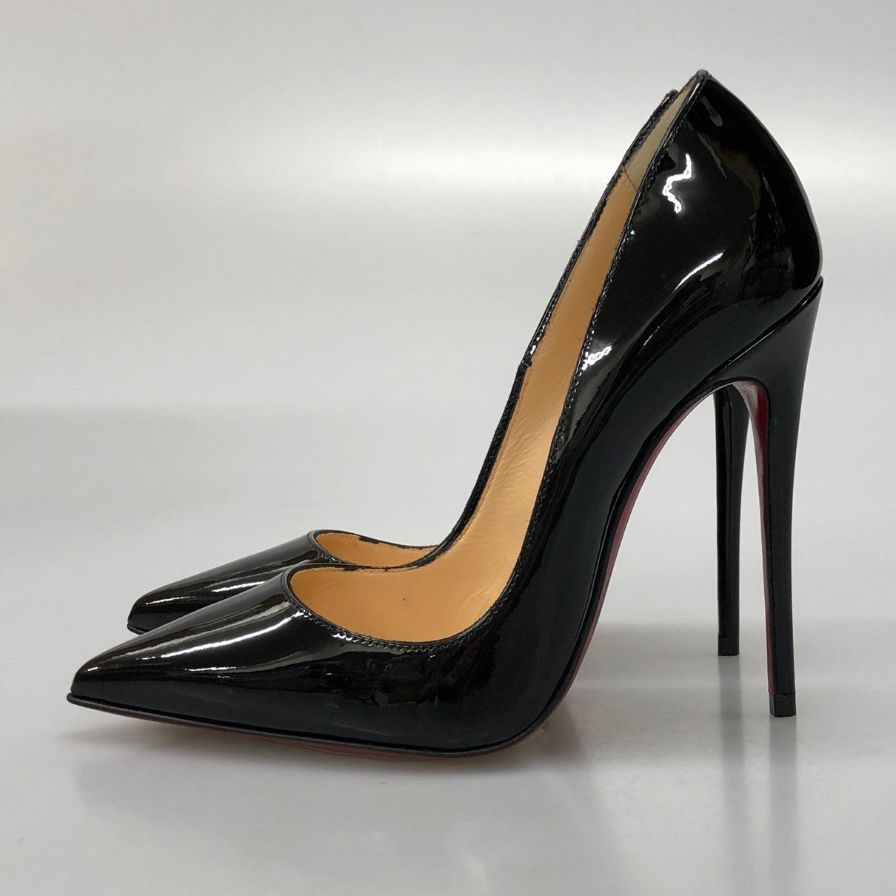 クリスチャン ルブタン パンプス パテントレザー ソーケイト ポインテッドトゥ ブラック レディース サイズ34 Christian Louboutin 約20.5cm【AFD15-2】