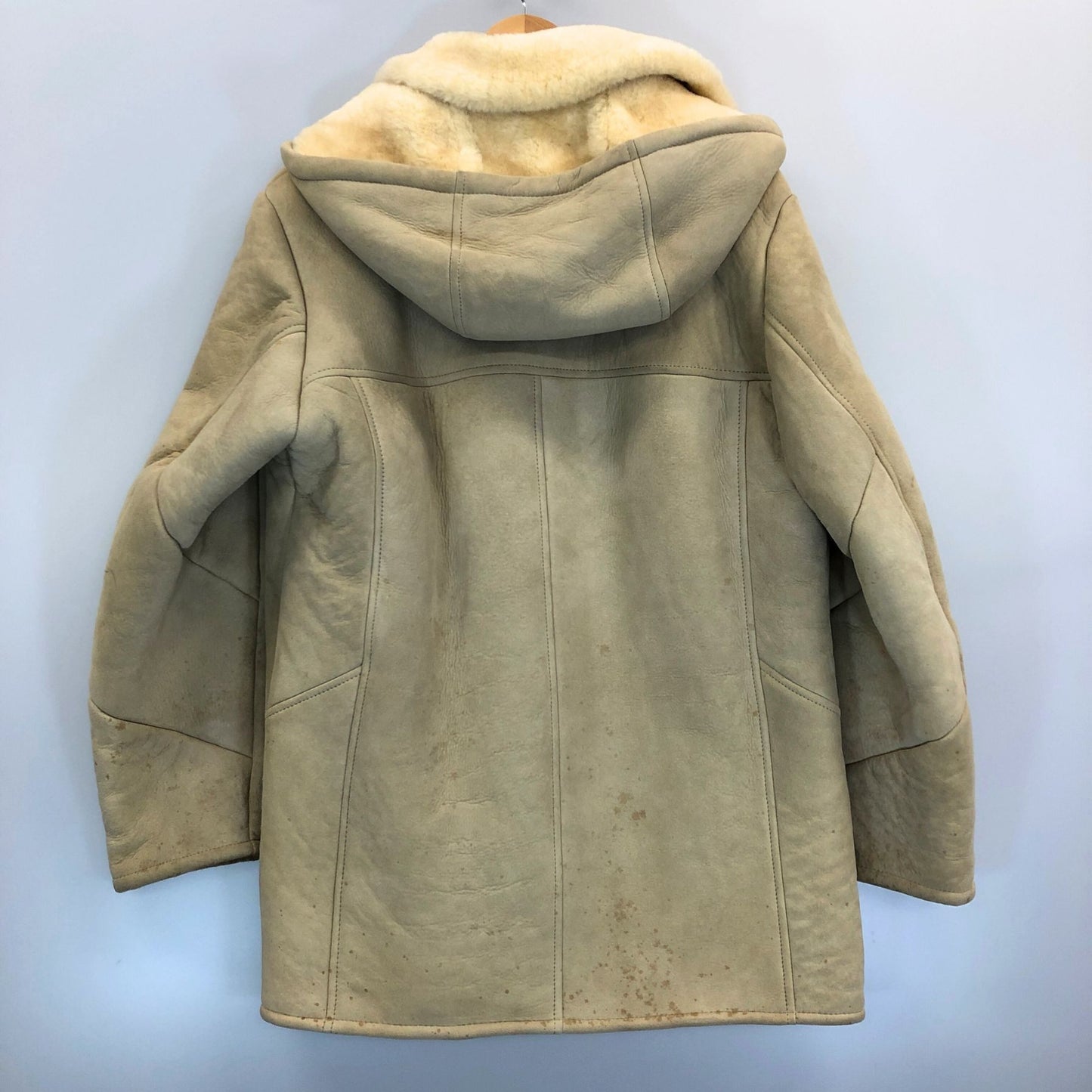 中古■ボーロン ムートンジャケット ダブルフェイス スエード レザー メンズ ベージュ サイズ18 G.L.Bowron&Co.Ltd 【AFF21】