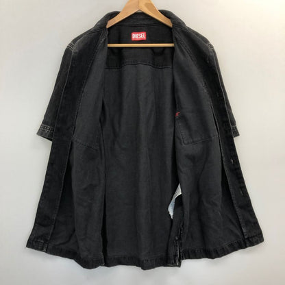 美品◆ディーゼル デニム 半袖シャツ Dロゴ刺繍 メンズ サイズS ブラック DIESEL 【AFB34】
