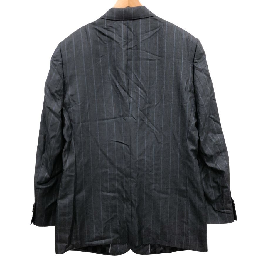 美品◆ジョルジオ アルマーニ テーラードジャケット 2B シルク混 ストライプ メンズ サイズ54 グレー  GIORGIO ARMANI 【AFB21】