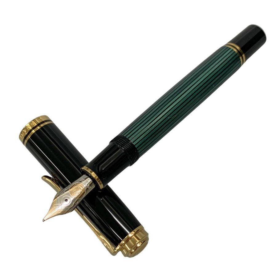 ペリカン 万年筆 スーベレーン 緑縞 ストライプ ペン先18C-750 F字 PELIKAN Souveran【AFI18-2】