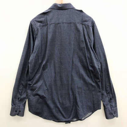 極美品◆エンポリオ アルマーニ シャツ 長袖 コットン 総柄 メンズ ネイビー サイズ41 EMPORIO ARMANI 【AFB14】