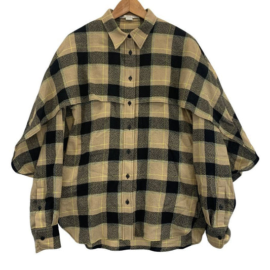 美品◆ステラマッカートニー レイヤード チェックシャツ ブラウス ウール100% レディース サイズ42 ブラウン STELLA McCARTNEY 【AFA18】