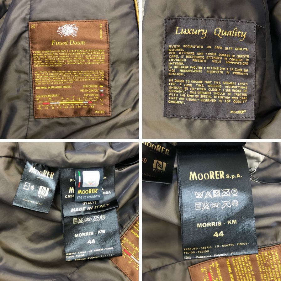 美品◆ムーレー ダウンジャケット モーリス KM イタリア製 メンズ グレー サイズ44 MOORER 【AFF21】
