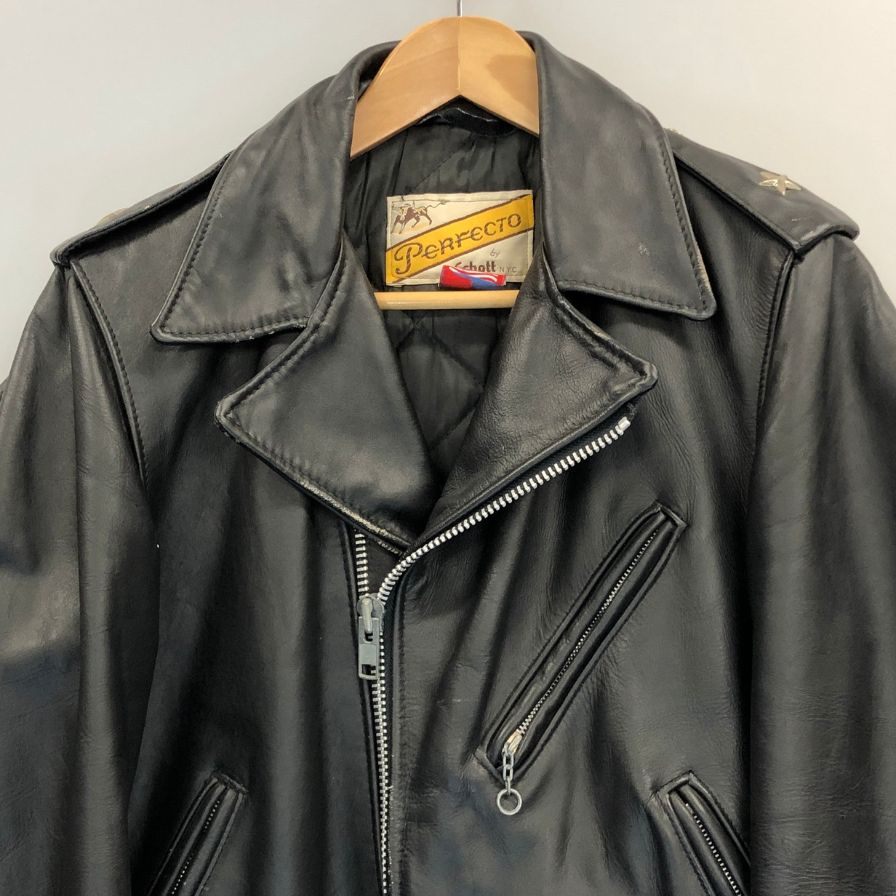 中古◆ショット ダブルライダースジャケット LOT613 ブラック サイズ34 牛革 レザー Schott perfecto 【AFG1】