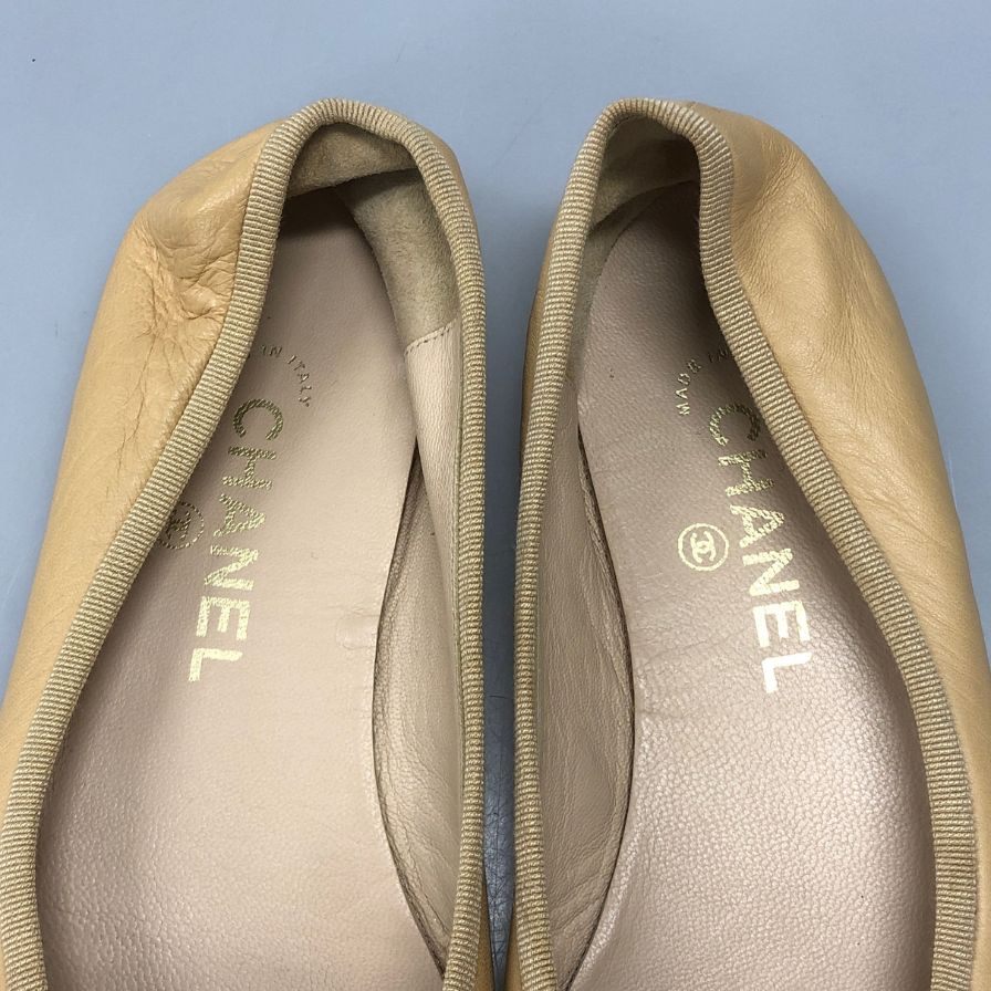 シャネル バレエシューズ CCマーク レディース サイズ37 ベージュ CHANEL 約23.5cm【AFC3】