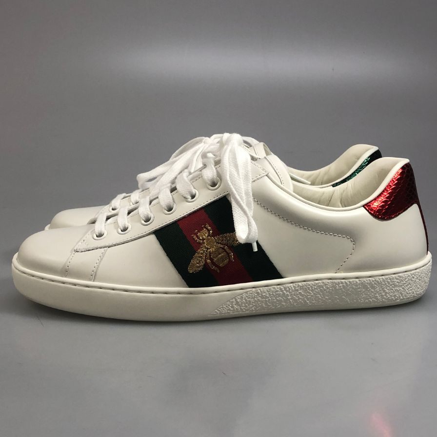 グッチ ローカットスニーカー エース 429446  BEE刺繍 メンズ ホワイト サイズ6 GUCCI 約25.0cm【AFD9-2】