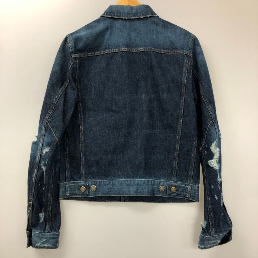 極美品◆バルマン デニムジャケット ダメージ加工 TC015017D 日本製 メンズ インディゴ サイズ46 BALMAIN 【AFA17】