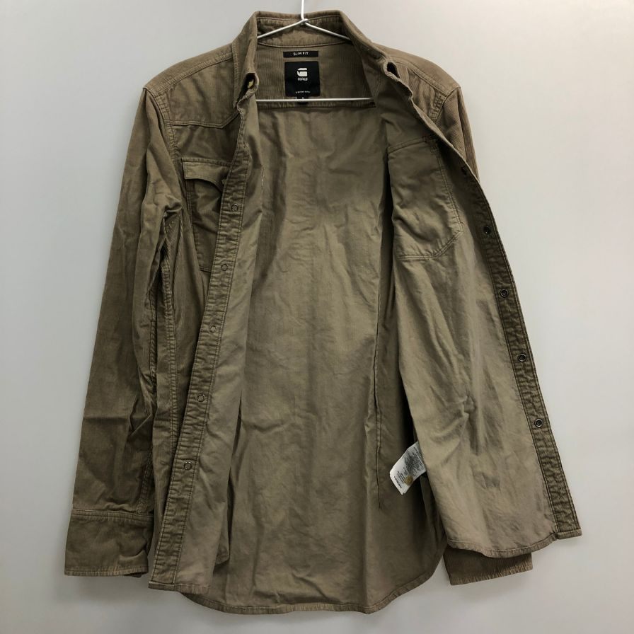 美品◆ジースター ロウ ウエスタンシャツ コーデュロイ メンズ ベージュ サイズS G-STAR RAW 【AFB29】