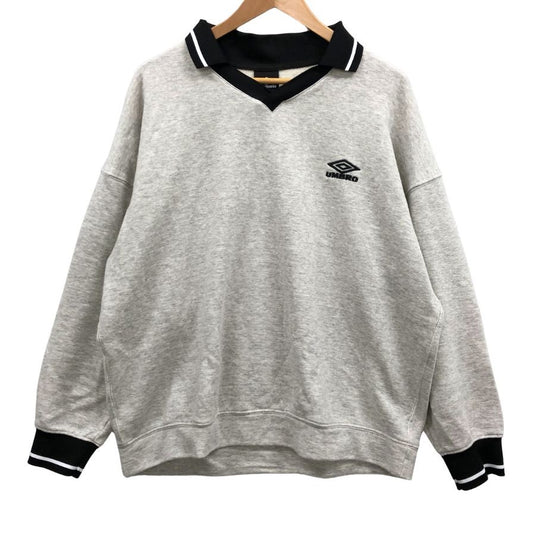 中古◆アンブロ トレーナー 襟付き コットン  ロゴ レディース グレー サイズXL UMBRO 【AFB40】