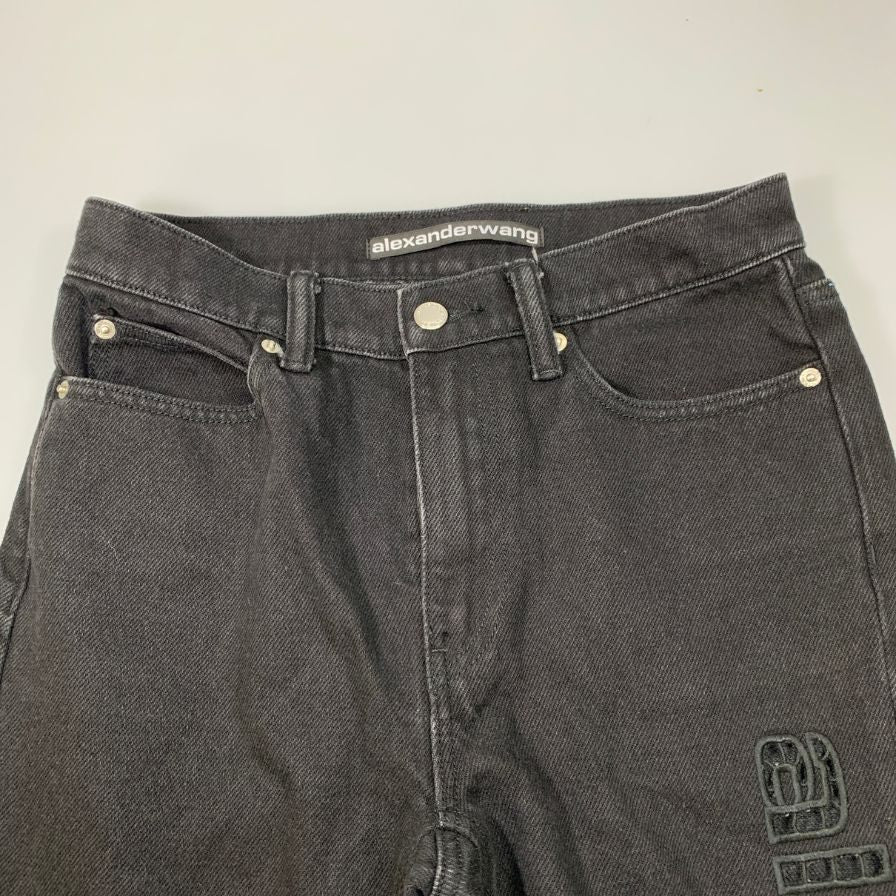 アレキサンダーワン デニムパンツ ロゴ ブラック メンズ サイズ24 alexander wang 【AFB32】